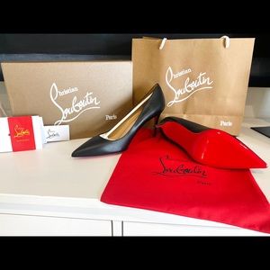Christian Louboutin black leather heels BRAND NEW